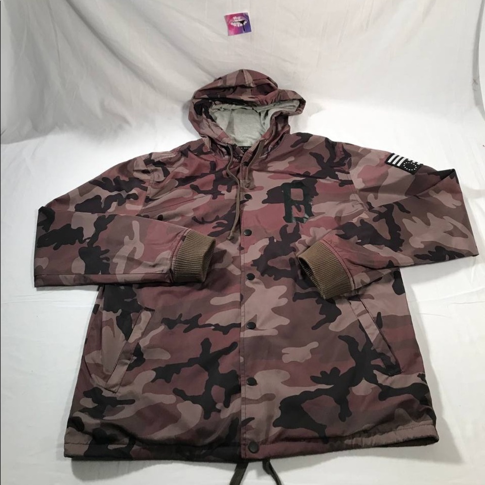 Men’s Black Scale Camo Pattern Snap Up Jacket Size Medium - Picture 1 of 7